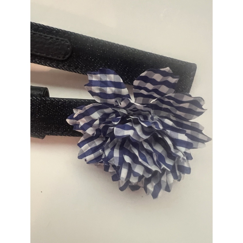Talbots Dark Denim Blue Gingham Flower Cotton Women's Belt Small